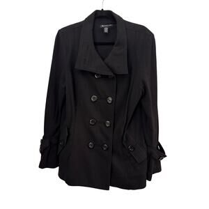 International Concepts INC Black Pea Style Coat L Lightweight Cotton Jacket